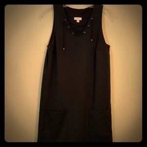 C Black Lace Up Tank Dress